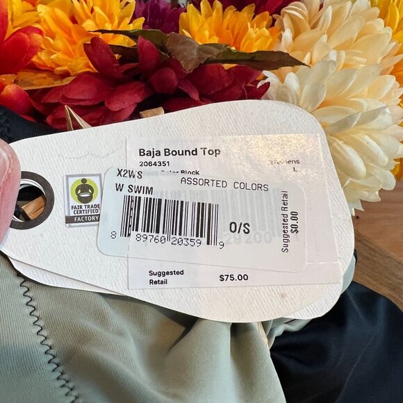 PrAna Womens Baja Bound Adjustable Swim Top LARGE in Black Color Block - Picture 5 of 5